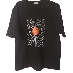 Black T-Shirt with Orange and White Graphic Size XL
